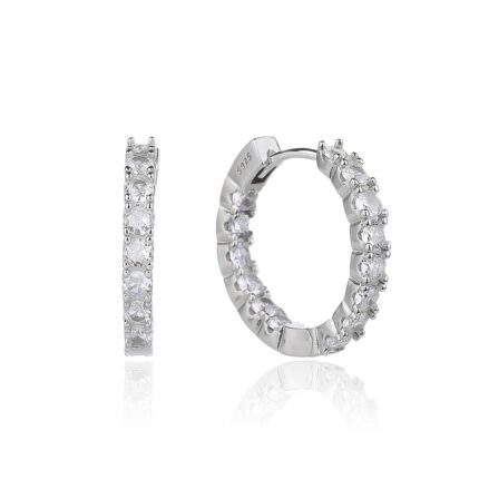 עגיל כסף - 18MM - Diamond Embrace