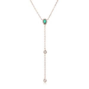 שרשרת עניבה רוז גולד - Emerald Cascade