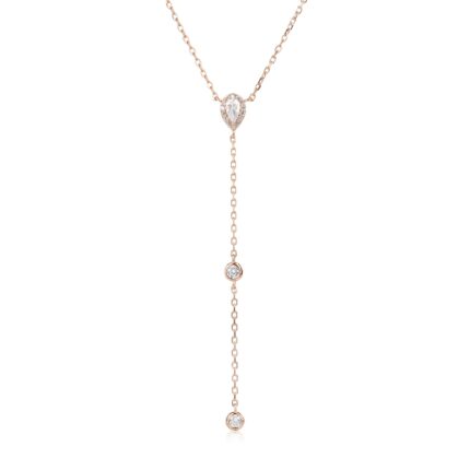 שרשרת עניבה רוז גולד - Emerald Cascade