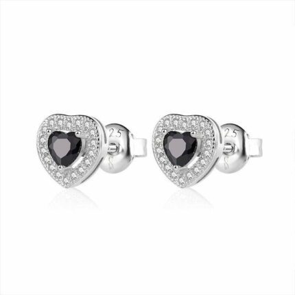 עגיל כסף - Obsidian Heart Black