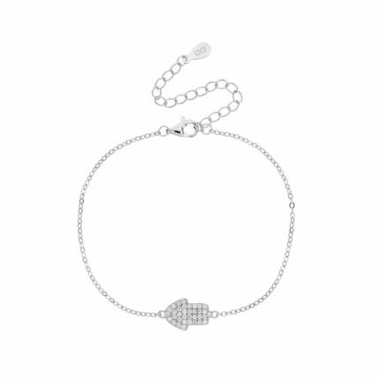 צמיד כסף חמסה משובץ